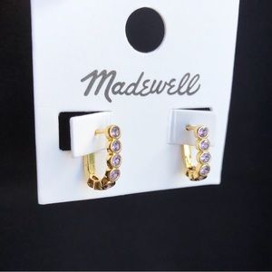 Madewell Tennis Collection Bezel Set Crystal Carabiner Hoop Earrings purple